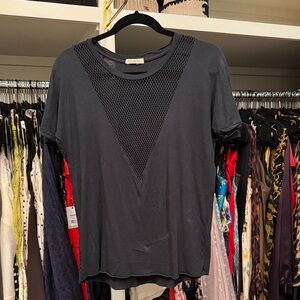 Ragdoll Dark Gray Mesh V-Neck Tee